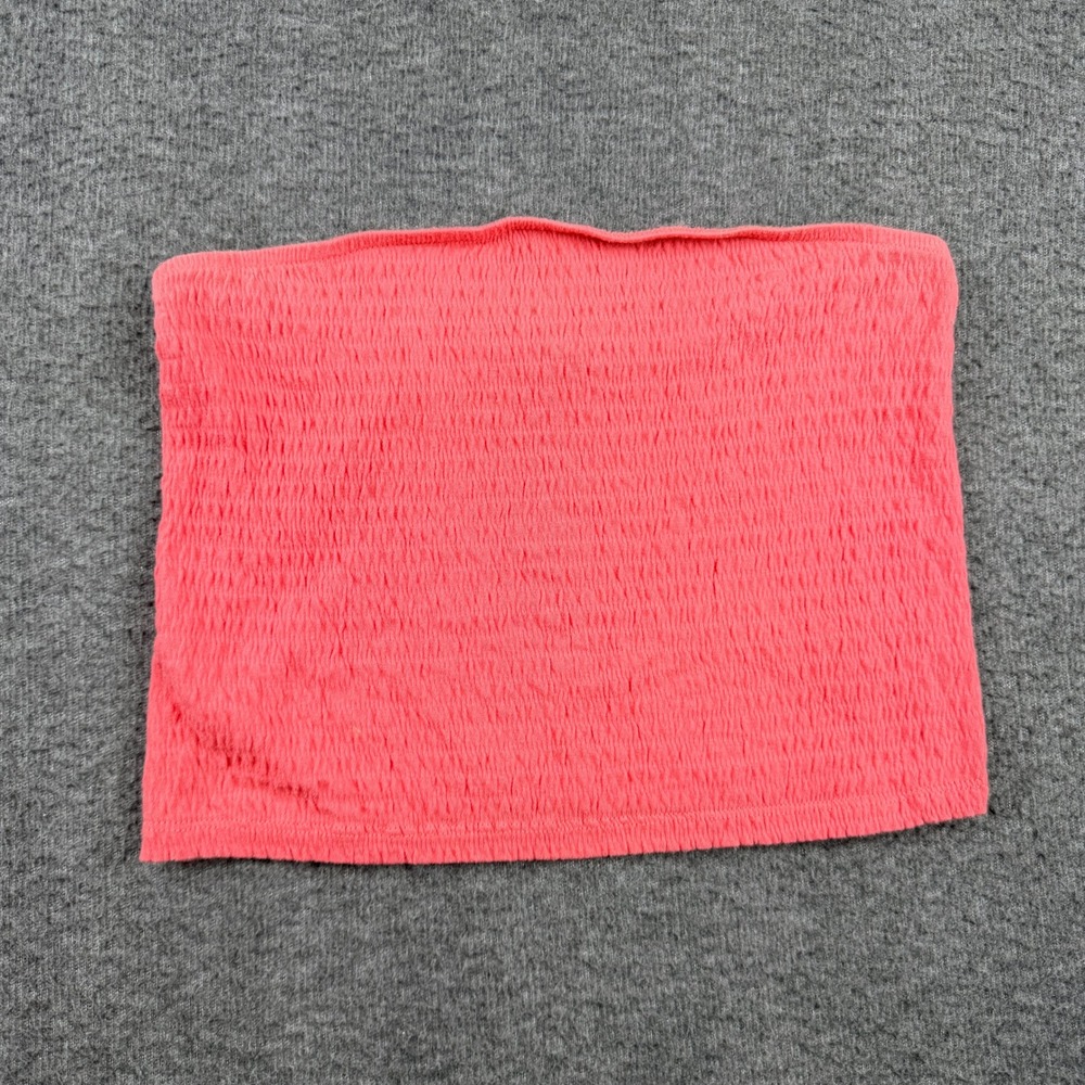 American Eagle Women's S Small Coral Smocked Tube Top Stretch Strapless Crop Top